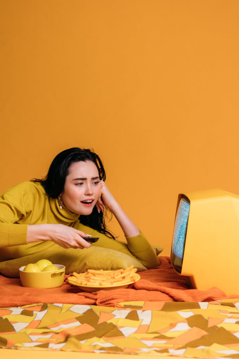 Woman streaming drama on phone